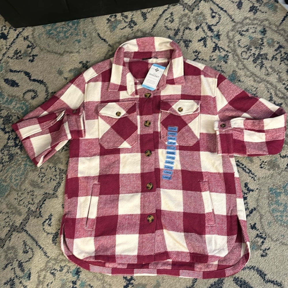 Shacket plaid by members only. Brand new never worn